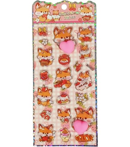 Amazon.co.jp: ぬいぐるみステッカー【キツネ】きつね 狐 動物 シール